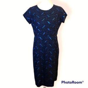 Carol Brent Vintage Union Made Sparkly Embroidered Print Retro Cocktail Dress M